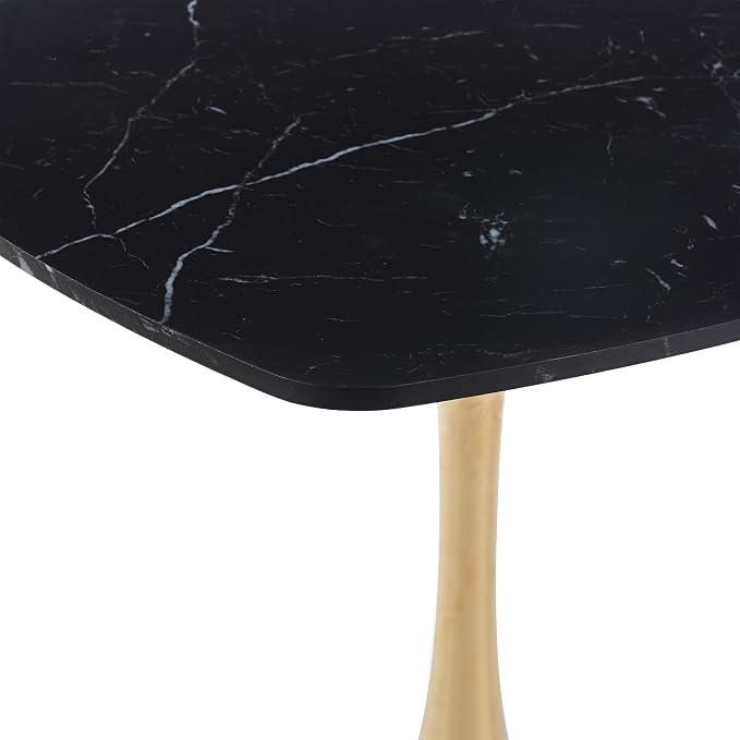 31.5 Inch Black and Golden Square Dining Table for 2-4 Person,Mid-Century Black Tulip Table Kitchen Dining Table with MDF Tabletop and Pedestal Base for Home Kitchen