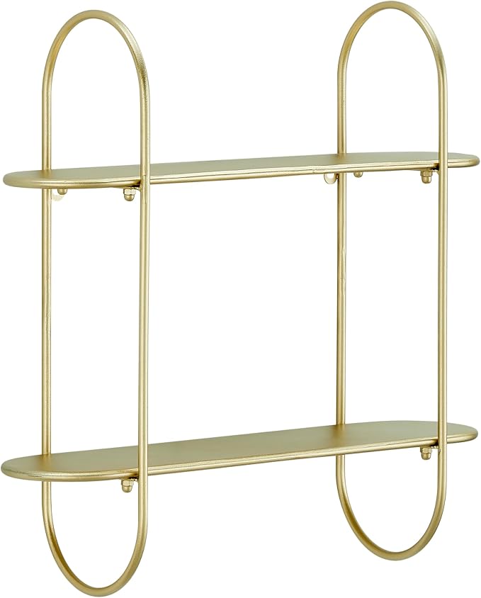 Danya B. Two-Tier Warm Gold Metal Hanging Bracket Wall Mounted Shelf