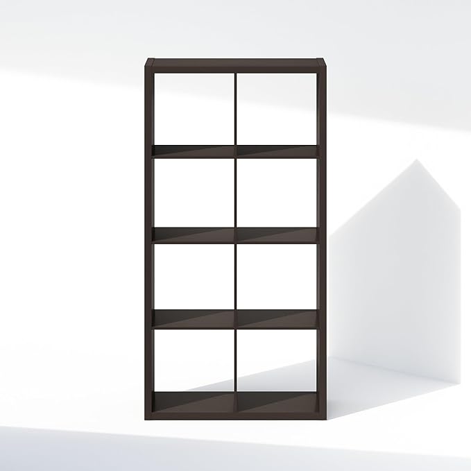Furinno Cubic Closet Organizers and Storage, 8-Cube Closet Organizer, Open Shelf Closet Storage, Extra Thick Frame for Wardrobe, Bedroom, Living Room, Black Dark Oak