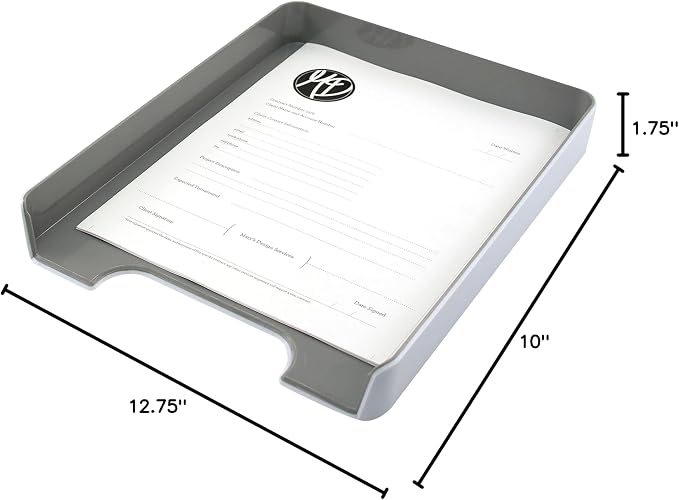 Fusion Letter Tray, 1 3/4" H x 10" W x 12 3/4" D, White/Gray