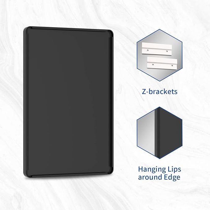 WEER Black Metal Frame Bathroom Mirror, 55x30 Inch Black Bathroom Vanity Mirror for Over Sink Wall, Rounded Rectangle Matte Black Mirror, Anti-Rust, Tempered Glass, Hangs Horizontally or Vertically