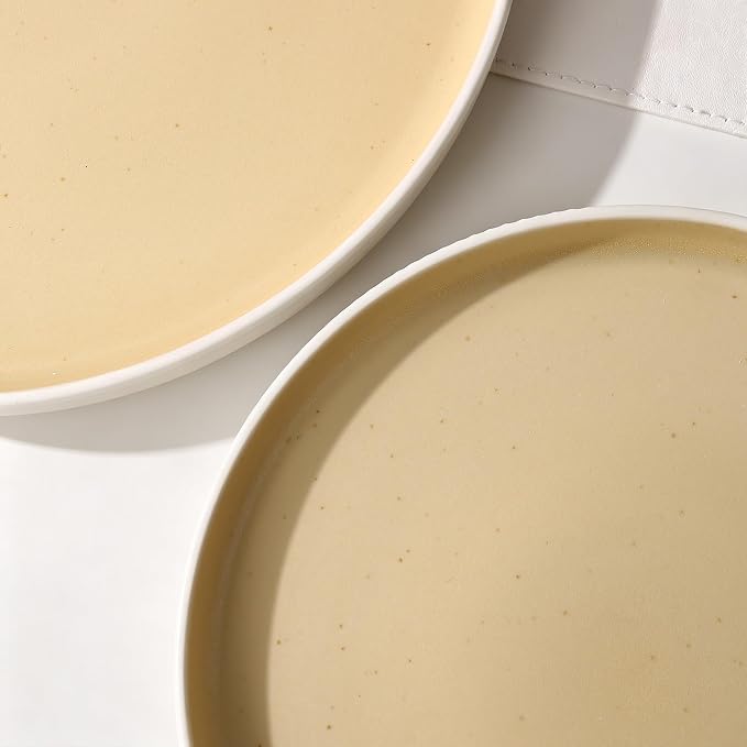 MONITO Ceramic Dinnerware Sets for 4, 12PCS Stoneware Plates and Bowls Sets, Reactive Glaze Dish Set, Chip and Scratch Resistant Double, Microwave and Dishwasher Safe, White Orange