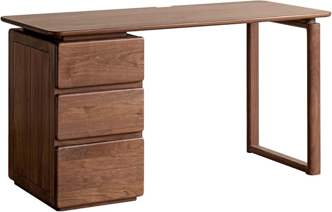 Home Office Desk, Writing Desk, Mid Century Modern Computer Desk File Drawer for Study Office Dining 55.11" W