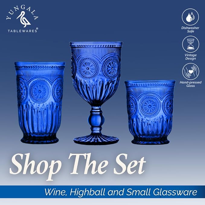 Cobalt Blue Highball Glasses set of 6 tall drinking glasses for tablesetting with cobalt blue glassware dishwasher friendly made without lead