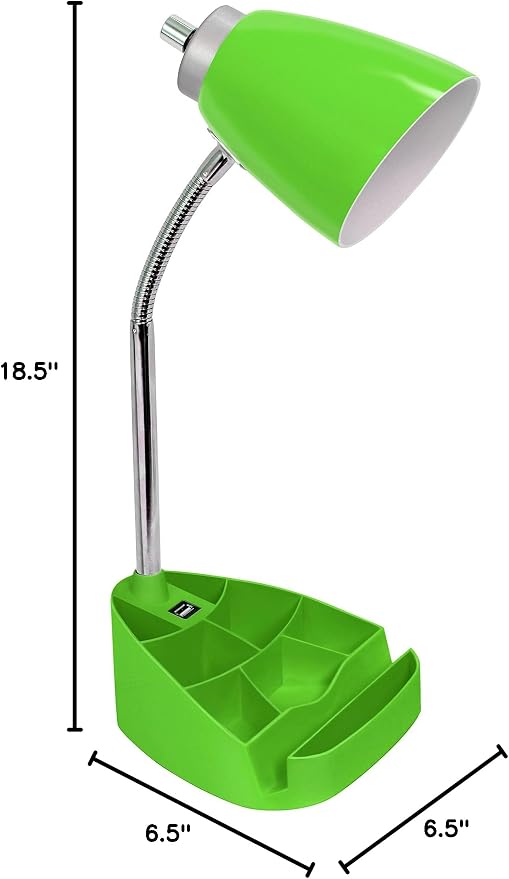 Limelights LD1056-GRN Desk Lamp Organizer with iPad Tablet Book Stand and USB Charging Port, Green