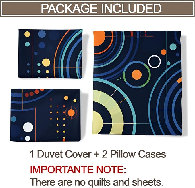 Abstract Starry Sky Duvet Cover Twin Solar System Space Bedding Set 2 Piece for Kids Decor Deep Blue Comforter Cover and 1 Pillow Sham with Zipper Closure