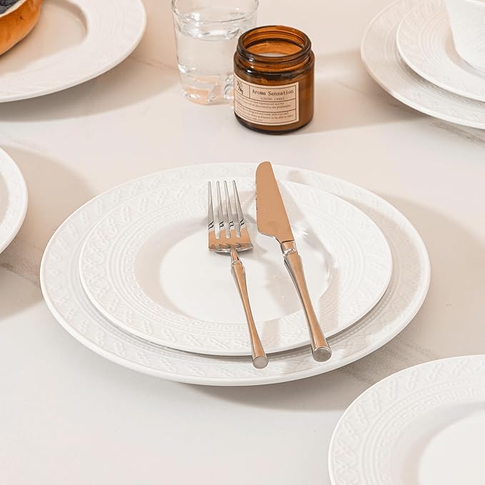 Dinnerware sets plates and bowls sets modern plates,Ceramic Dinnerware Sets,12 Pieces Porcelain Lightweight Plates,Scratch Resistant Dish Set (style - 6, 4 - Set (12pcs))