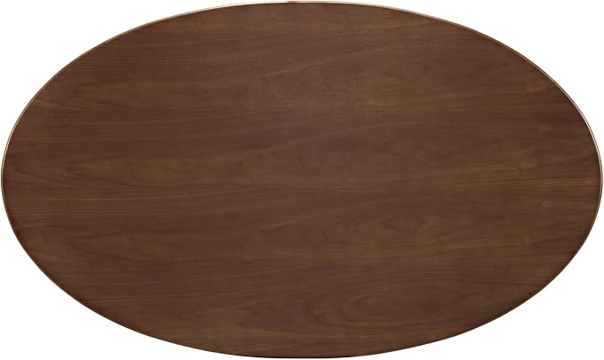 Modway Lippa 60" Mid-Century Modern Dining Table with Oval Top in Walnut