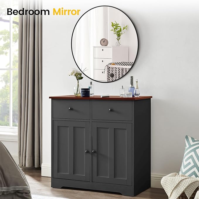 Round Mirror 24 Inch Circle Bathroom Mirror: Fog Resistant Glass with Aluminum Frame - Wall Mounted Vanity Mirror for Entryway, Bedroom & Living Room Decor,Black