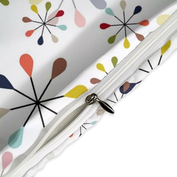 Mid Century Bedding Set,Modern Geometric Atomic Abstract Iconic Pattern 1950s 1960s Retro Style Comforter Set with Pillowcase for Bedroom Bed Decor,Twin 86"x70"