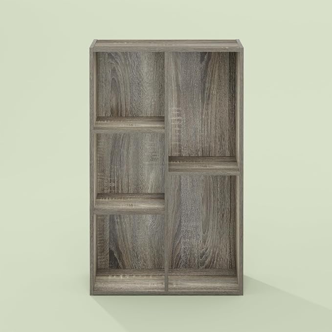 Hagen 5 Cube Organizer Bookcase, Bookshelf, Cube Storage, Toolless Assembly, for Living Room, Home Office, Olive Oak