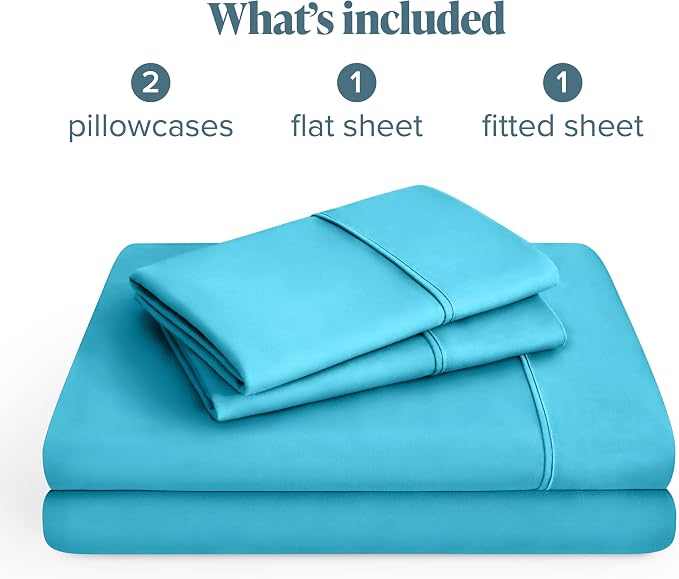 Bare Home Queen Sheet Set - 1800 Ultra-Soft Microfiber Queen Bed Sheets - Double Brushed - Deep Pockets - Easy Fit - 4 Piece Set - Bedding Sheets & Pillowcases (Queen, Aqua)