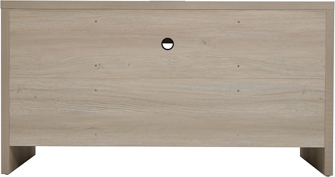 Yechen Executive Desk with 5 Drawers, 57" Modern Rattan Home Office Desk with Charging Station, File Drawer, Farmhouse Boho Computer Writing Desk for Study, Work, Light Beige