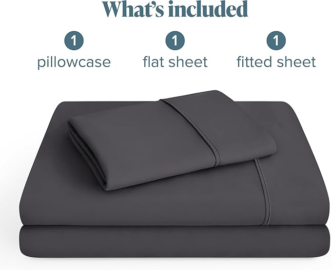 Bare Home Twin Sheet Set - 1800 Ultra-Soft Microfiber Twin Bed Sheets - Double Brushed - Deep Pockets - Easy Fit - 3 Piece Set - Bedding Sheets & Pillowcases (Twin, Forged Iron Grey)