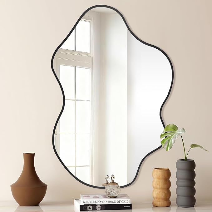 Black Clouds Irregular Wall Mirrors 22''x30'', Clouds Decorative Modern Mirror for Bedroom Bathroom Living Room or Entryway