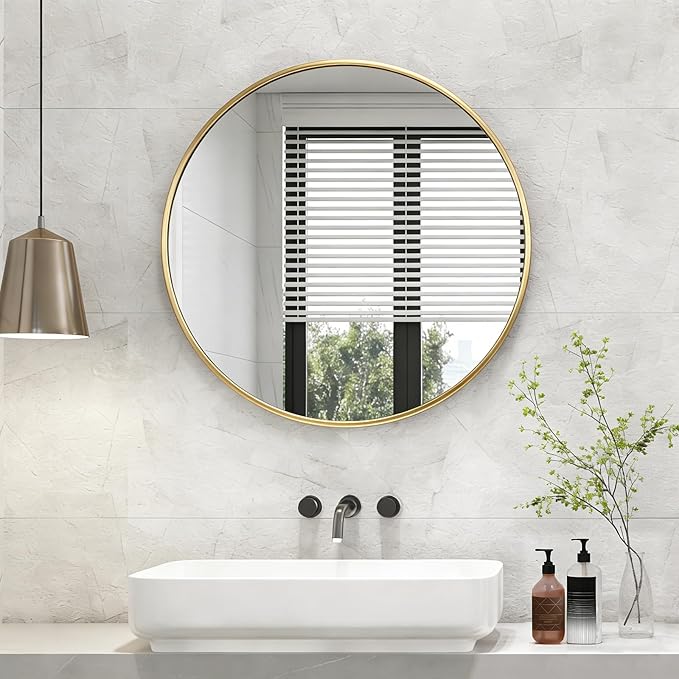 NEWBULIG Wall Mirror, Bathroom Mirror for Over Sink, Matte Metal Framed Vanity Mirror, Wall Decor for Bedroom, Tempered Glass