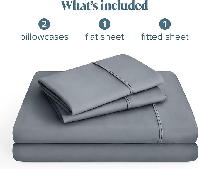 Bare Home Full Sheet Set - 1800 Ultra-Soft Microfiber Full Bed Sheets - Double Brushed - Deep Pockets - Easy Fit - 4 Piece Set - Bedding Sheets & Pillowcases (Full, Steel Blue)