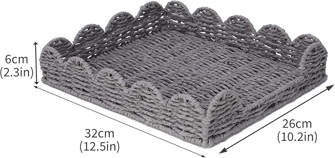 Woven Letter Tray, Paper Tray Organizer for Papers, Documents, Folders, Notebooks, and Stationery, Magazine File Holder, Mail Basket, Desk Organizers and Accessories, Office School Home Storage, Gray