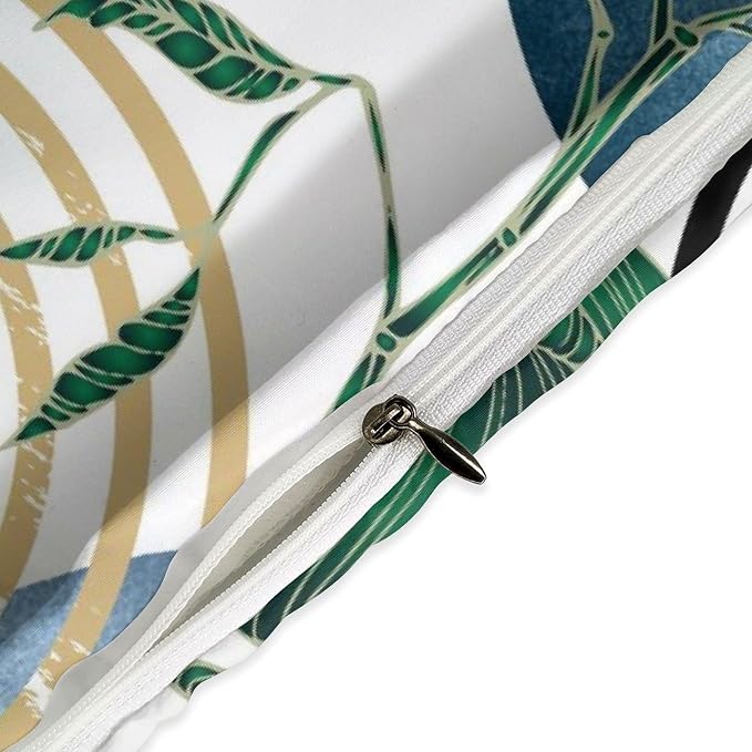 Mid Century Leaves Bedding Set,Modern Abstract Tropical Monstera Palm Leaf Plant Minimalist Spring Summer Bohemian Geometric Comforter Set with Pillowcase for Bedroom Bed Decor,Twin 86"x70"