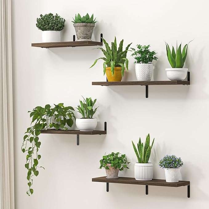 Marsmiles Extra Wide Floating Shelves for Wall, 48x8 Inch Natural Wood Grain Bookshelves, Heavy Duty Mounted Shelving for Bathroom, Kitchen, Living Room, Bedroom,Set of 2,Walnut