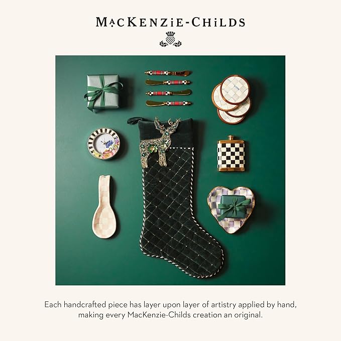 MACKENZIE-CHILDS Silver-Plated Round Desk Clock, Decorative Clock for Living Room, Kitchen, or Office, Courtly Stripe with Flower Market