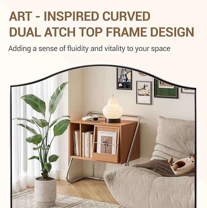 ANDY STAR Polished Chrome Bathroom Mirror, 22"x30" Scalloped Wall Mirror in Stainless Steel Metal Frame, Unique Vanity Mirror with Modern Curved Edge Design, Ideal for Bathroom, Bedroom, Entryway