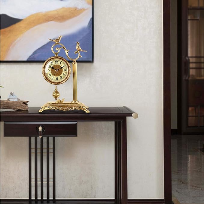 Desk European Brass Ornament Seat Clock Home Living Room Decoration Vintage Desk Office