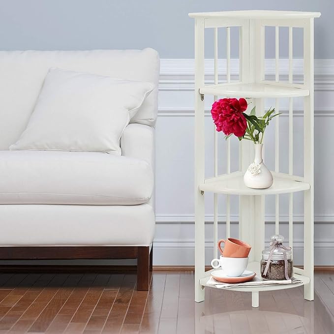 Casual Home 4-Shelves Corner Folding Bookcase, White