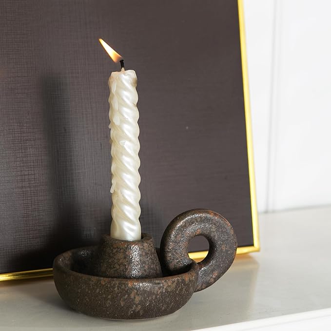 Candle Holder Ceramic Candlestick Holder, Candlelight Stand for Spell Candles, Taper Candles, and Incense, Halloween Christmas Dining Room Home Decoration Display