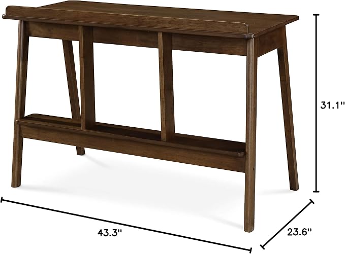 Finch Darren Home Office Desk with Drawer, Mid Century Accent Desk, 43 Inch Wide Simple Modern Study Table, Walnut Brown