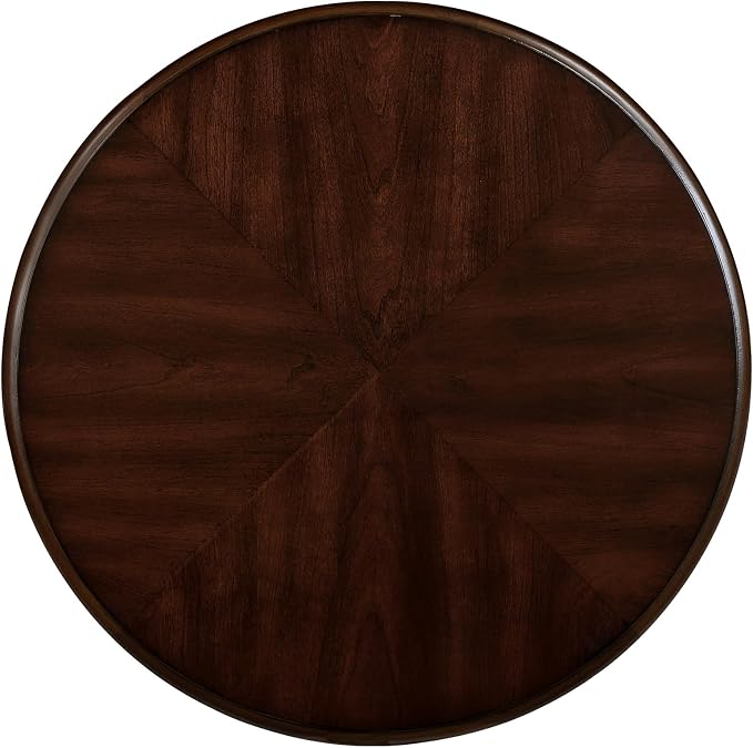22'' Round End Table Solid Wood Sofa Side Table with Storage Shelf, Living Room Corner Table Retro Accent Table with Cherry Finish, Easy Assemble Round Bedside Table Night Stand for Small Space