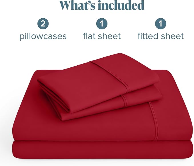 Bare Home California King Sheet Set - 1800 Ultra-Soft Microfiber Cal King Bed Sheets - Double Brushed - Deep Pockets - Easy Fit - 4 Piece Set - Bed Sheets (California King, Red)