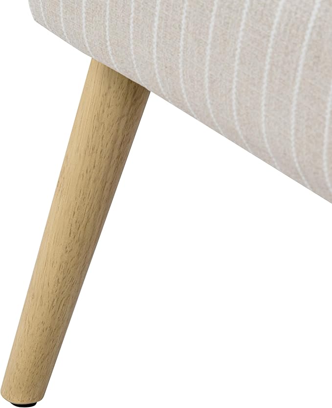 Mid-Century Modern Accent Chair, Natural Wood Frame (Beige Sripe)
