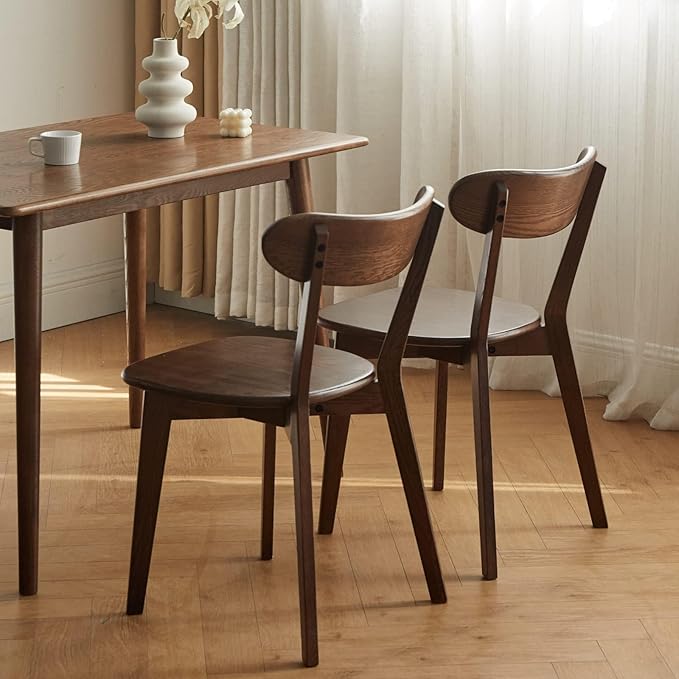 100% Solid Wood Dining Chairs Set of 4 - Practical Kitchen Chairs - Wood Dining Chair for Dining Room, Kitchen (Walnut)