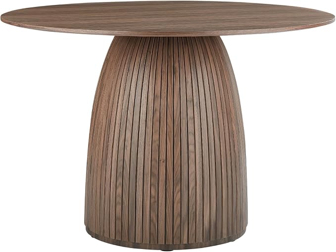 JUSTONE 47.2''Round Dining Table for 4,Modern Kitchen Table with Wooden Pedestal Base,Minimalist Elegant Dining Table for Living Room, Dining Room(φ47.2"x29.5"H, Walnut)