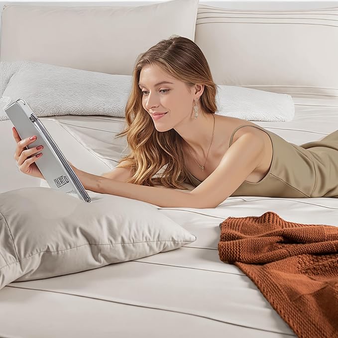 NEXHOME PRO 100% Organic Cotton Duvet Cover Super King Size, Linen Like Pleated Textured Tannish Linen Grey Duvet Cover Set, 3pc Bedding Set with Zipper Closure, Soft,108"x98", No Comforter