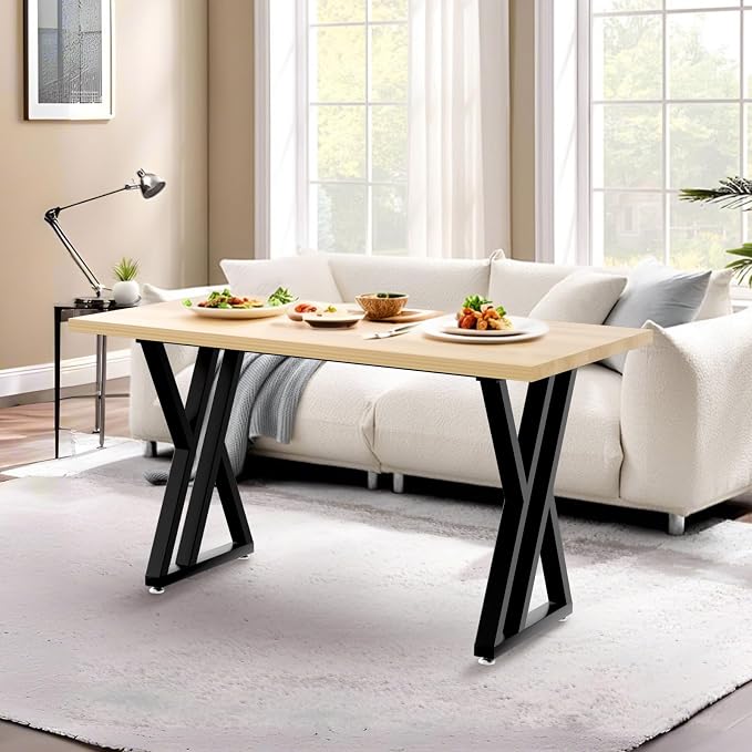 Metal Table Legs 28 inch High, Dining Table Legs with Crossbeams, Heavy Duty Industrial Desk Legs, Modern DIY Desk Legs Suitable for Office, Study, Restaurant, Coffee (BALCK, 39 X 16 X 28 IN)