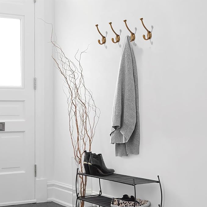 khtumeware The 10 Pack Heavy-Duty zinc Alloy Antique Brass Coat Hook is Suitable for bathrooms, Behind Doors, bedrooms, corridors, and is a Towel Robe Hooks for Both Household and Commercial use