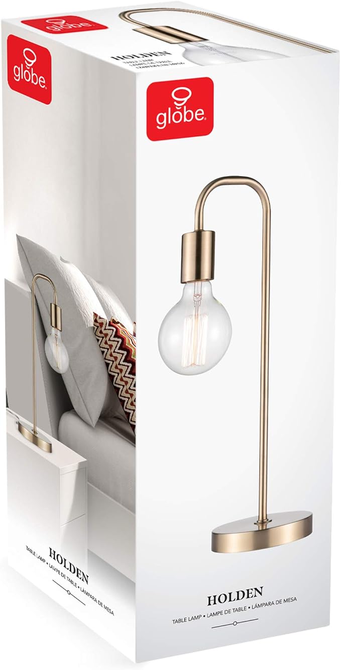 Globe Electric 67433 Holden 18" Table Lamp, Matte Brass, Modern, Night Stand, Bedroom Décor, Living Room, Bedside Light