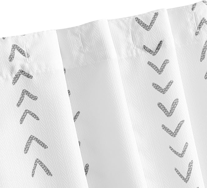 jinchan Grey and White Boho Shower Curtain Herringbone Zig Zag Waterproof Fabric Bohemian Modern Farmhouse Arrow Geometric Shower Curtains for Bathroom with 12 Hooks 70x72 Inches