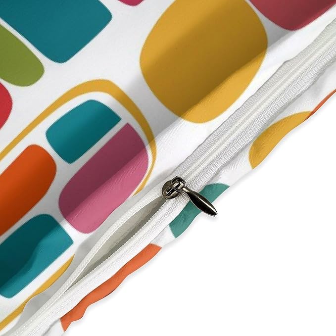 Mid Century Modern Bedding Set,Retro Geometric Colorful Diamond Abstract Geometric Vintage 60s 70s Pattern Comforter Set with Pillowcase for Bedroom Bed Decor,Queen 90"x90"