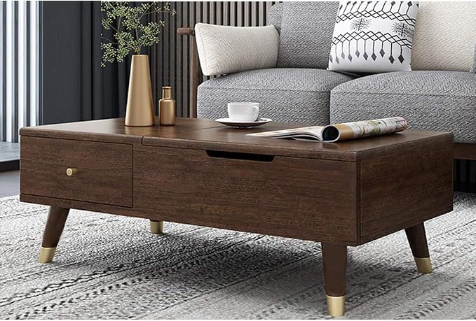 Set of 4 Solid Wood Furniture Legs,Tilted Tapered Coffee Table Feet,Replacement Legs for TV Cabinets/Couches Seats/Cupboard,Copper Sets,Walnut Color,with Accessories (15cm/5.9in)