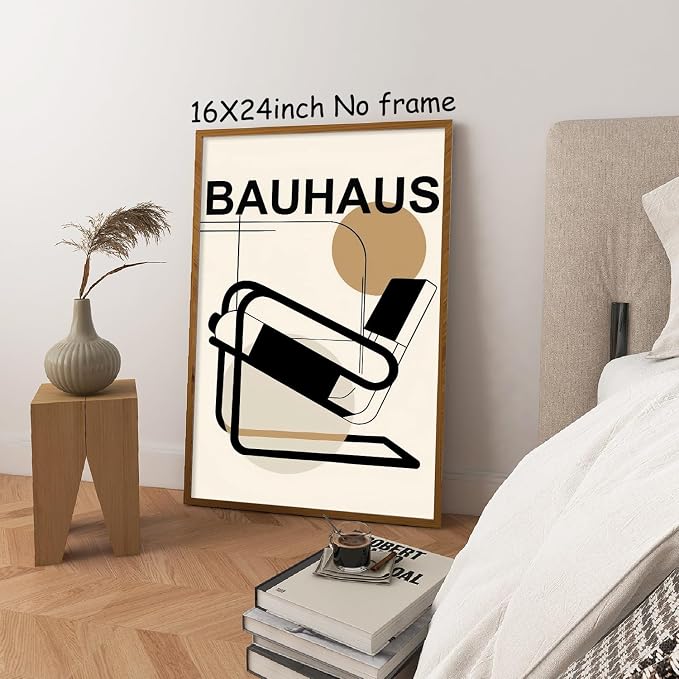 Geometric Line Wall Art Chair Geometric Poster Abstract Minimalist Painting Mid Century Modern Pictures Bauhaus Exhibition Poster Trendy Bauhaus Print Abstract Shaped Picture for Wall 16x24in No Frame