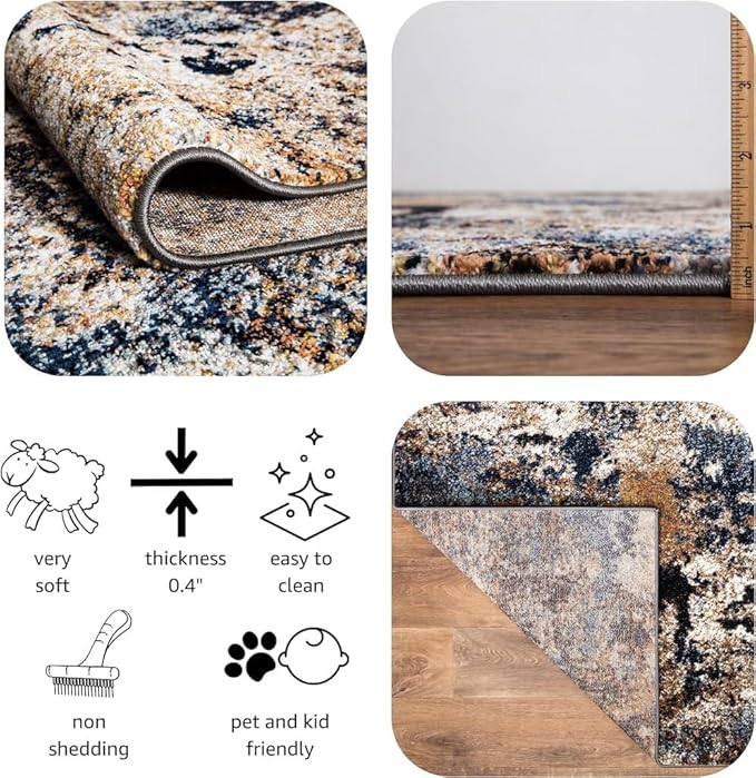 Keen Home Design Area Rugs - 4x6 Non-Shedding, Abstract Rugs for Kitchen, Living Room, Bedroom, Dining Room, Entryway - Size: 4' x 6', Multi