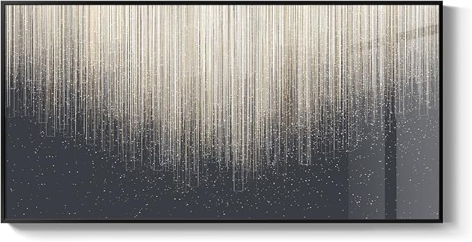 Extra Large Framed Horizontal Modern Wall Art for Living Room, Abstract Minimalist Black Silver Line Prints Paintings, Contemporary Picture Artwork Decor for Bedroom Office Hallway, 56x28 Inch