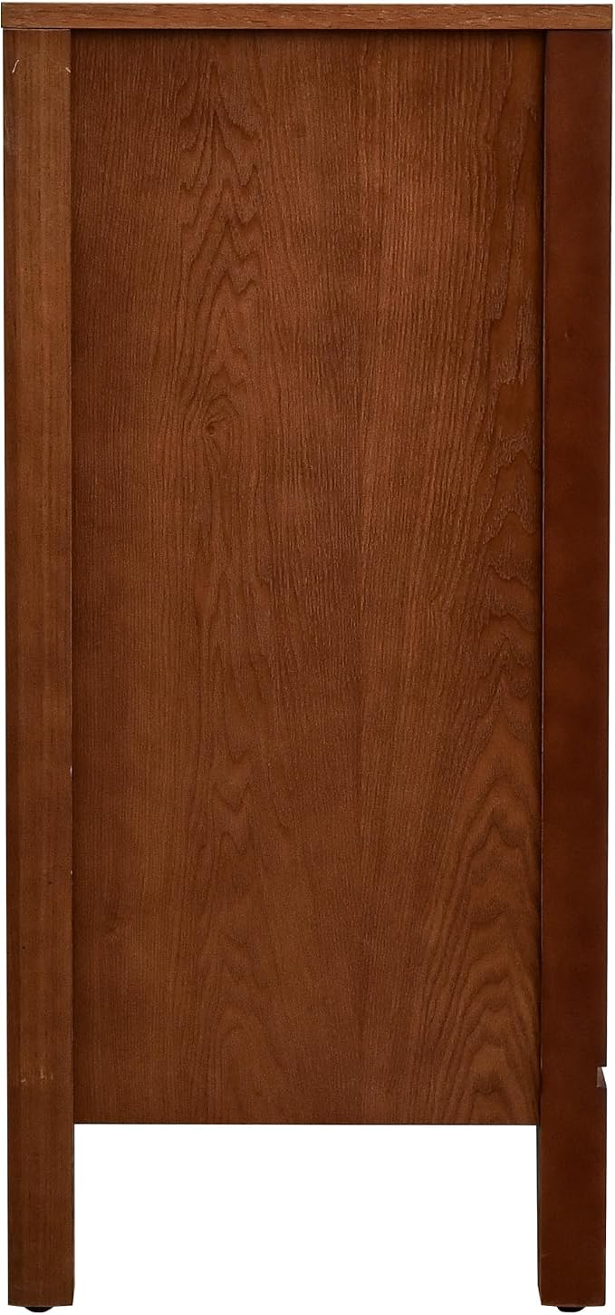 eHemco Tropical Monstera Door Accent End Table, Modern Retro Style, 16.5 x 14 x 31 Inches, Antique Walnut Finish
