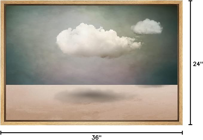SIGNWIN Framed Canvas Print Wall Art Surreal Cloudy Sky Desert Landscape Fantasy & Sci-Fi Abstract Digital Art Modern Art Boho Decorative Whimsical for Living Room, Bedroom, Office - 24"x36" Natural