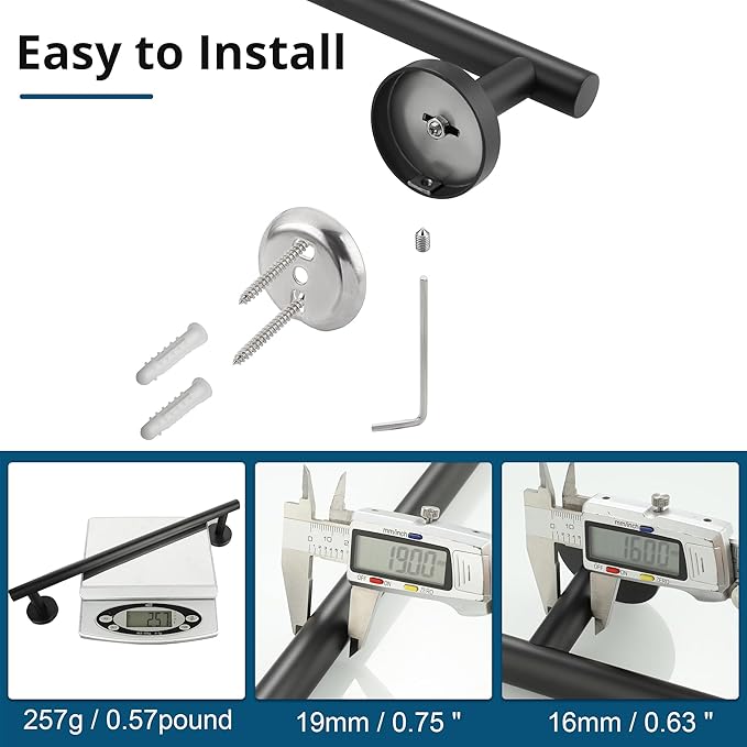SAYAYO Black Towel Rack for Bathroom, 24 Inch Towel Bar Towel Rod Towel Holder Wall Mount SUS304 Stainless Steel (21 Inch Hanging Length)