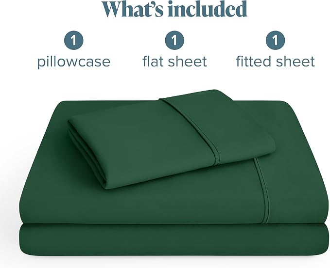 Bare Home Twin XL Sheet Set - 1800 Ultra-Soft Microfiber Twin Extra Long Bed Sheets - Double Brushed - Deep Pockets - Easy Fit - 3 Piece Set - Bedding Sheets & Pillowcases (Twin XL, Forest Green)