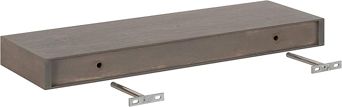 Kate and Laurel Havlock Modern Floating Shelves, Set of 2, Gray, Farmhouse Storage and Display Shelves for Wall